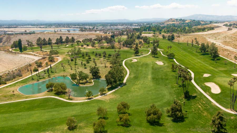 Aerial view of golf course 