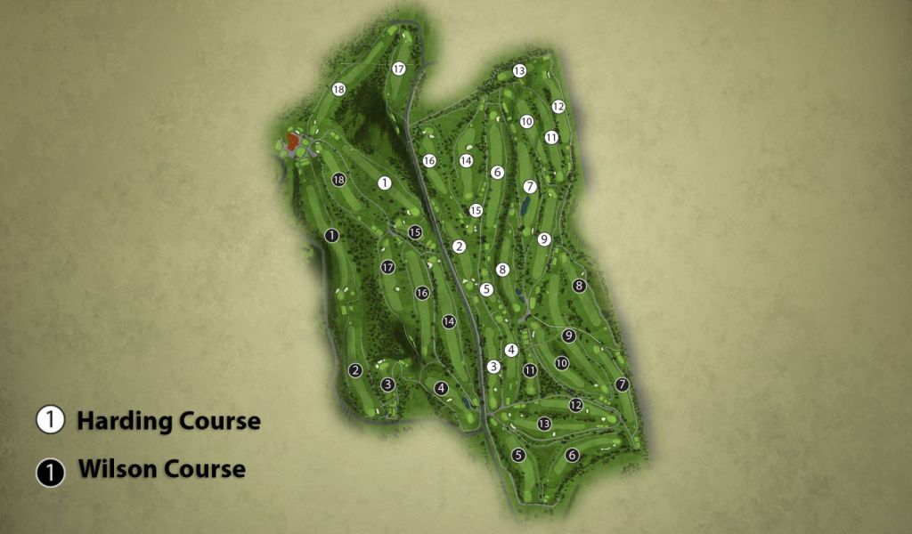 Map of golf course holes 