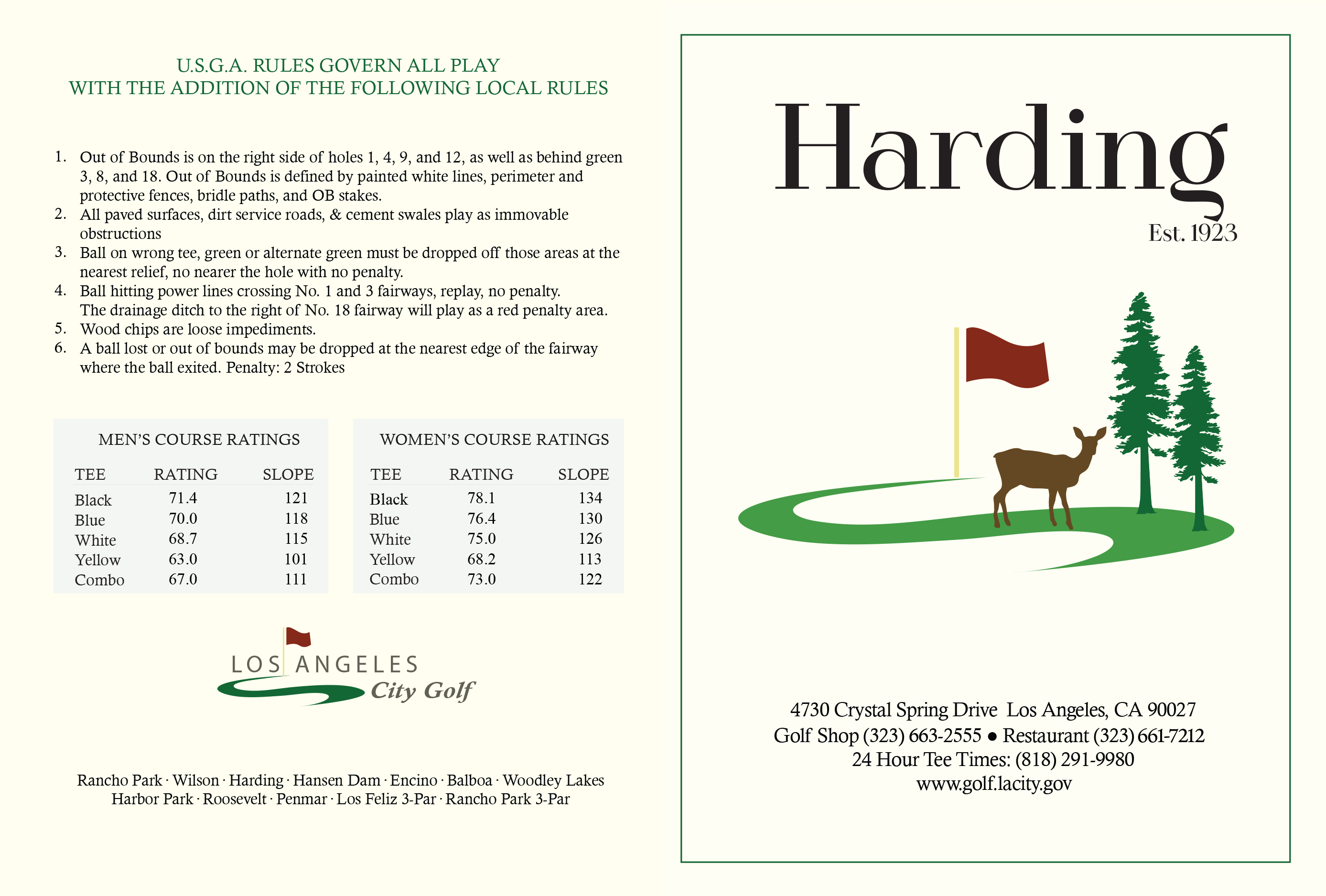 Harding Golf Course L A City Golf Courses