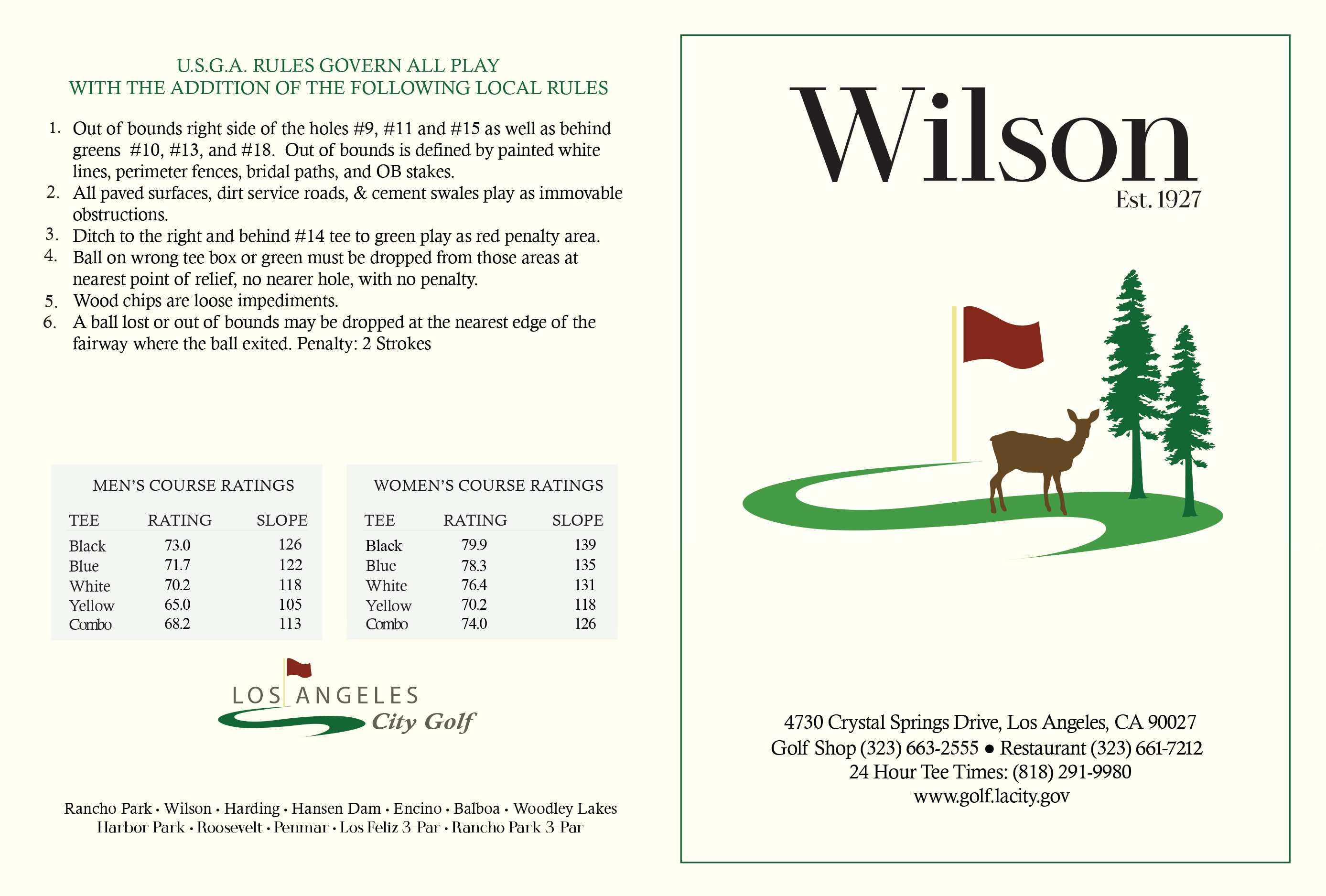 Wilson Golf Course L.A. City Golf Courses